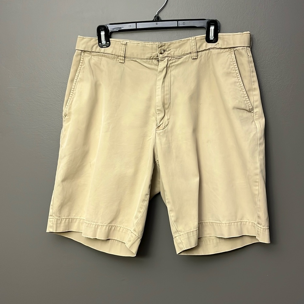 Vintage Polo Ralph Lauren Shorts Mens 34 Tan Chino Flat Front Khaki